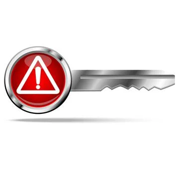 Warning icon on red key Illustrazione stock