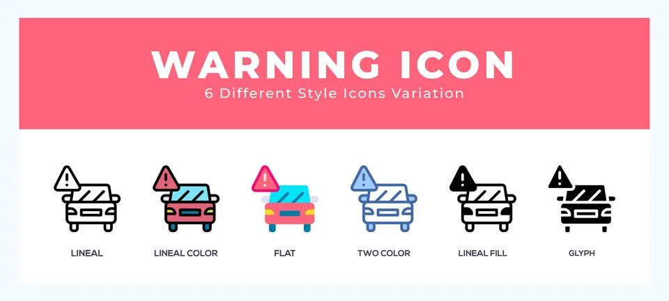 Warning icon set with different styles. Vector illustration. イラスト素材