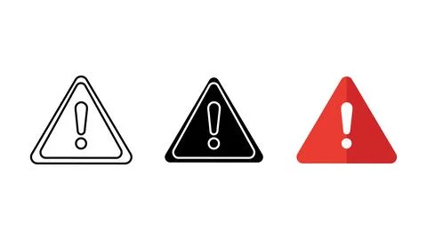 Warning icon set with exclamation mark in triangle symbol Stock Illustration