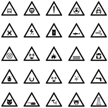 Warning icon set Stock Illustration