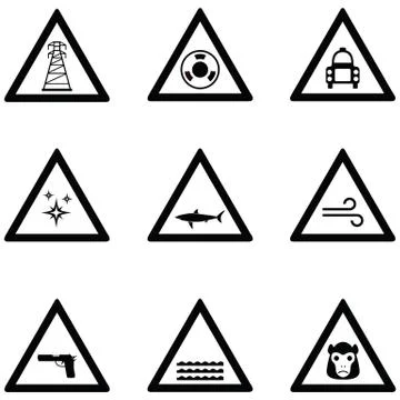 Warning icon set Stock Illustration