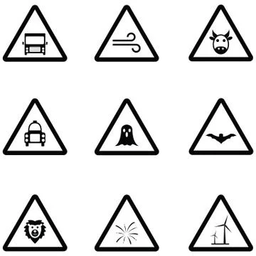 Warning icon set Stock Illustration