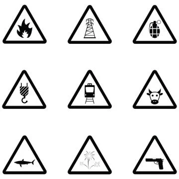 Warning icon set Stock Illustration