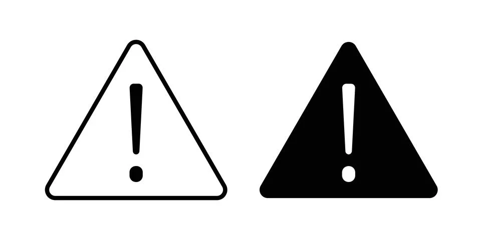 Warning icon thin line and clipart style vector set Stock Illustration