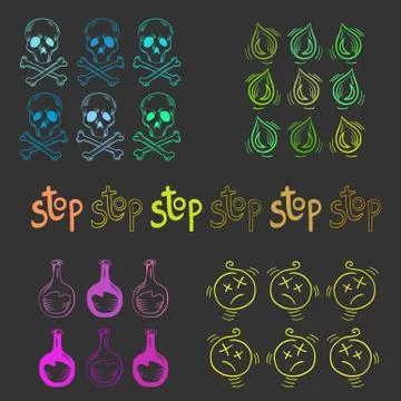 Warning icons set Stock Illustration