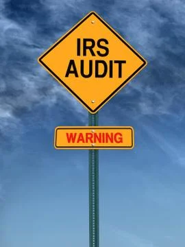 Warning irs audit post sign Foto stock