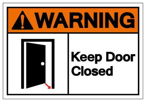 Warning Keep Door Closed Symbol Sign, Vector Illustration, Isolated On White  Stock Illustration