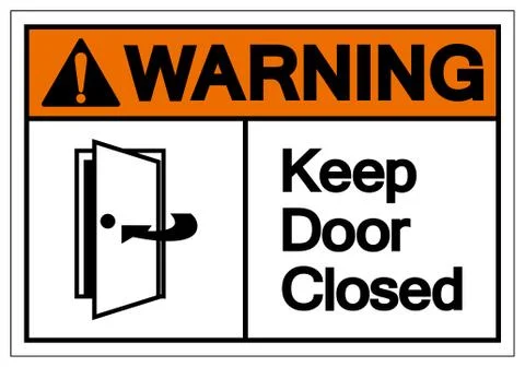 Warning Keep Door Closed Symbol Sign, Vector Illustration, Isolate On White B Stock Illustration