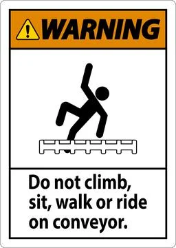Warning Label Do Not Climb, Sit, Walk or Ride on Conveyor Stock Illustration