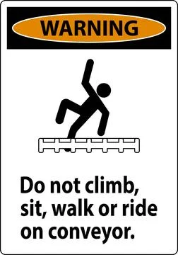 Warning Label Do Not Climb, Sit, Walk or Ride on Conveyor 스톡 일러스트