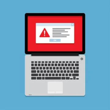 Warning on the laptop screen Stock Illustration