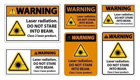 Warning Laser radiation,do not stare into beam,class 2 laser product Sign on  Stock Illustration