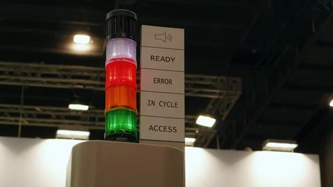 Warning light alarm in cycle, machine working on manufacture Stock Footage 117503073
