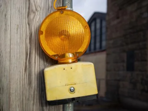 A warning light of a construction site in the city Foto stock