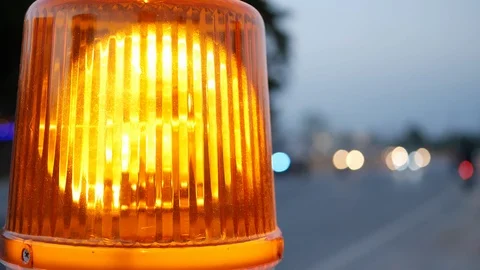 Warning light signal on construction road Stock Footage 114045017