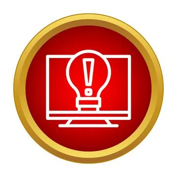 Warning lightbulb computing idea problem on screen icon Stock Illustration