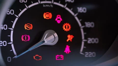 Warning lights in the car Stock Footage 134240291