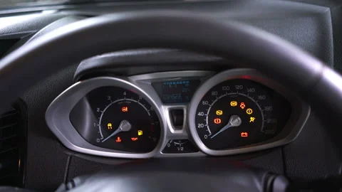 Warning lights in the car Stock Footage 134243576
