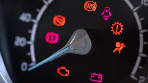 Warning lights in the car Stock Footage 134255764