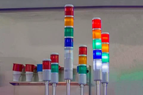 Warning lights machine operation there are many Stock Photos