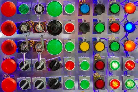 Warning lights machine operation there are many Stock Photos