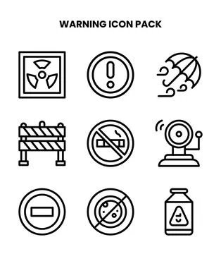 Warning Line Collection Icons Pack Stock-Illustration