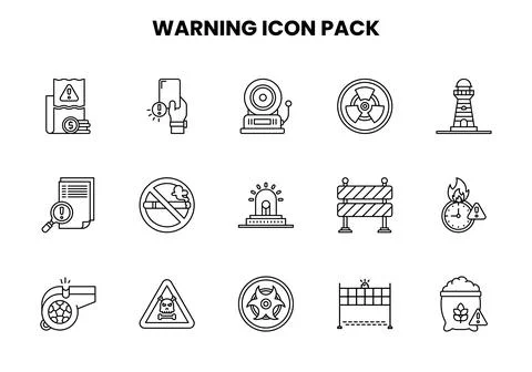 Warning Line Set Icons Pack Stock-Illustration