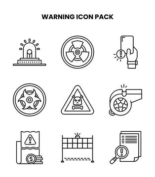 Warning Line Set Icons Pack Stock-Illustration