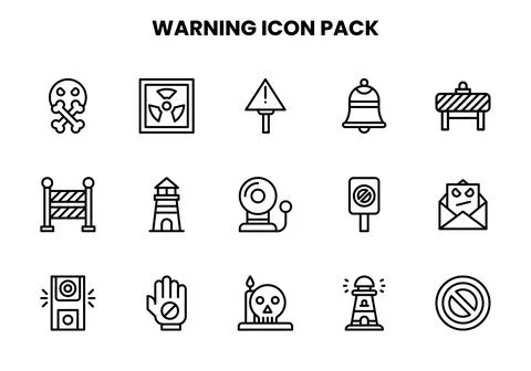 Warning Line UI Icons Pack Stock-Illustration