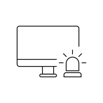 Warning linear icon desktop PC. Computer danger symbol. Security threat. Vector Stock-Illustration