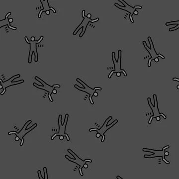Warning man silhouette vector seamless pattern Stock Illustration