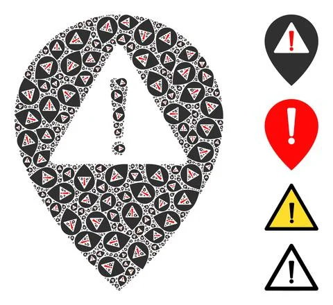 Warning Map Pointer Icon Recursion Composition Illustrazione stock