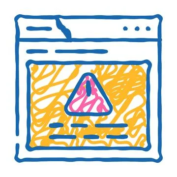 Warning message icon doodle illustration Illustrazione stock