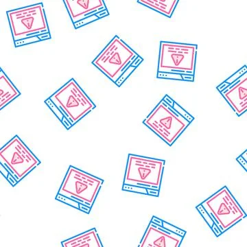 Warning message vector seamless pattern line Stock Illustration