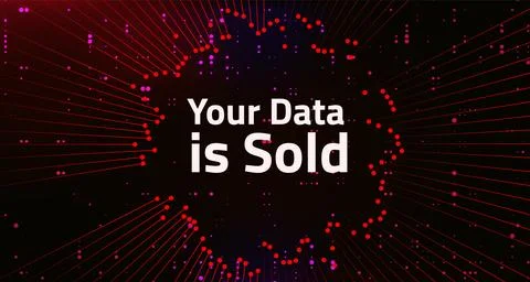 Warning Message Your Data Is Sold Displayed Over Red Background Stock Illustration