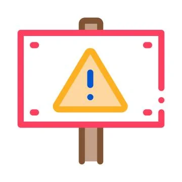 Warning Nameplate Icon Vector Outline Illustration Stock Illustration