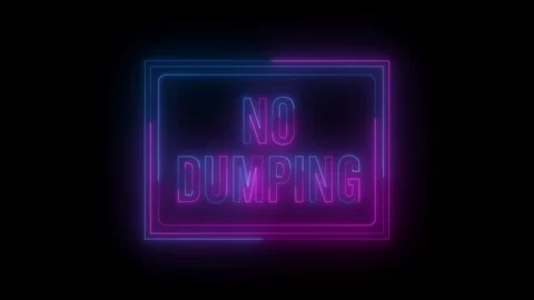 Warning No Dumping neon sign fluorescent light glowing on signboard Stock Footage 128560016