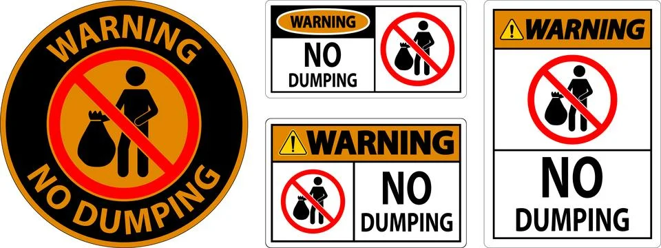 Warning No Dumping Sign Stock Illustration