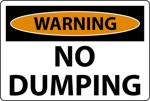 Warning No Dumping Sign On White Background Illustrazione stock