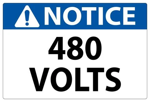 Warning Notice for High Voltage Electrical Hazard: 480 Volts Sign Stock Illustration