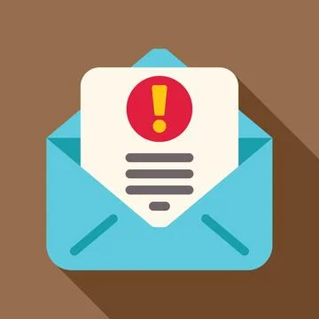 Warning notification alert in email message envelope representing urgent co.. Stock Illustration