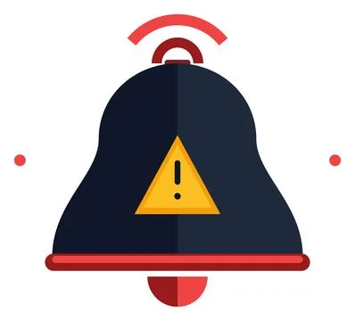 Warning Notification Bell Icon Vector Illustration Commercial Visual Graphic Stock Illustration
