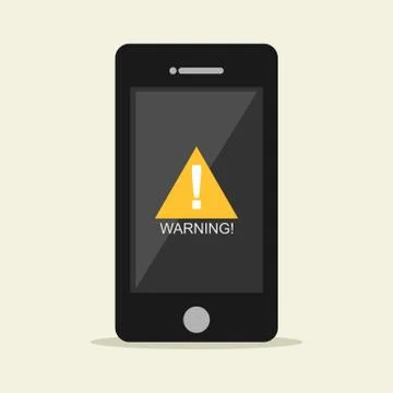Warning notification on mobile phone. Stock Illustration