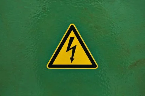 Warning panel, industry and machine with closeup, technology or manufacturing Stock Photos