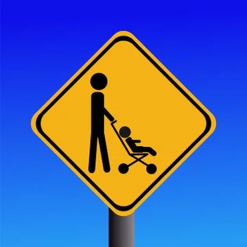 Warning parent with strollers sign Stock Illustration