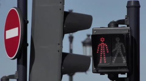 Warning pedestrian crossing Stock Footage 55856114
