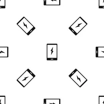 Warning phone pattern seamless black Stock Illustration