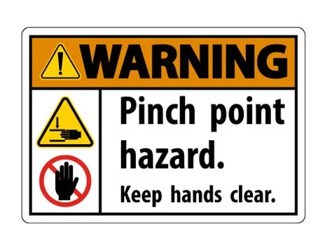 Warning Pinch Point Hazard,Keep Hands Clear Symbol Sign Isolate on White Back Stock Illustration
