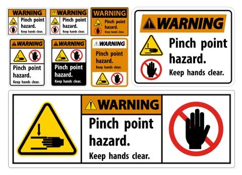 Warning Pinch Point Hazard,Keep Hands Clear Symbol Sign Isolate on White Back Stock Illustration
