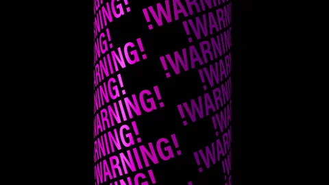 Warning pink purple text endless looped isolated with alpha channel Stock Footage 133614347